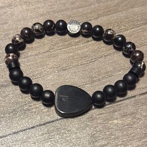 Ben Sherman Black and Brown Beaded Guitar Pick Fashion Men's Bracelet